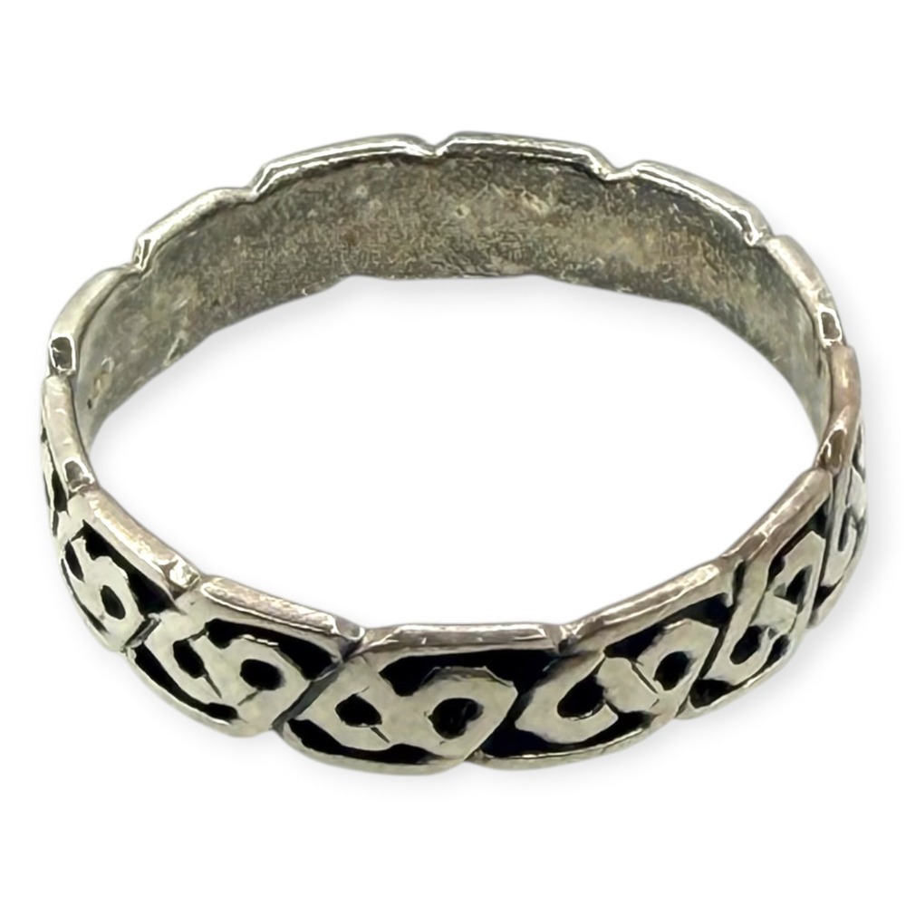 Vintage Band Ring 925 Sterling Silver Size 14 Silver Celtic Knot